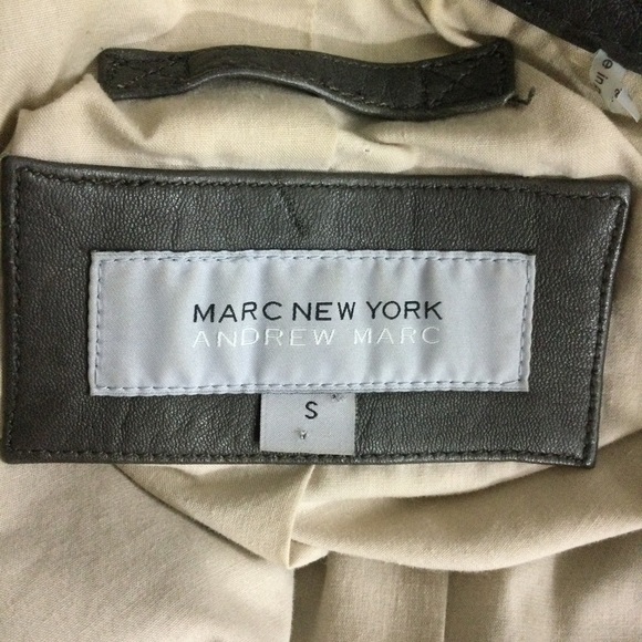Marc New York Andrew Marc Leather Jacket Taupe Size S - Picture 6 of 7